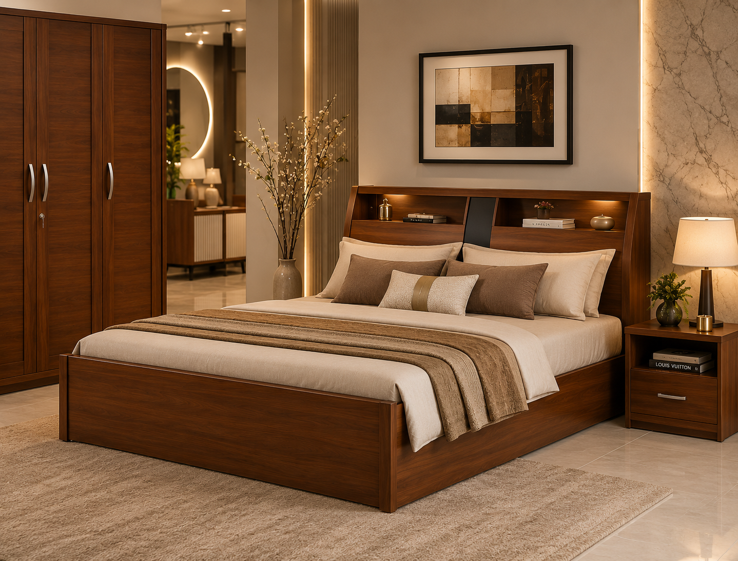 Luxury king size wooden bed in Pakistan